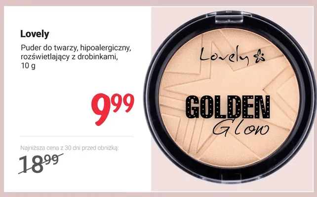 Puder do twarzy hipoalergiczny rozświetlający z drobinkami Lovely Golden Glow promocja w Rossmann