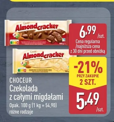 Czekolada z całymi migdałami CHOCEUR promocja w Aldi