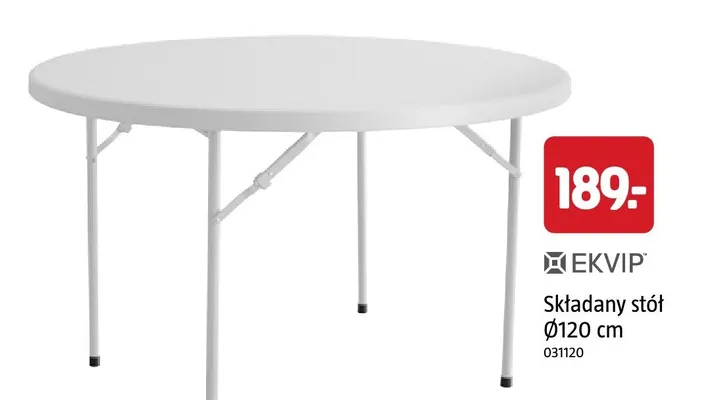 Składany stół Ekvip Ø120 cm promocja w Jula