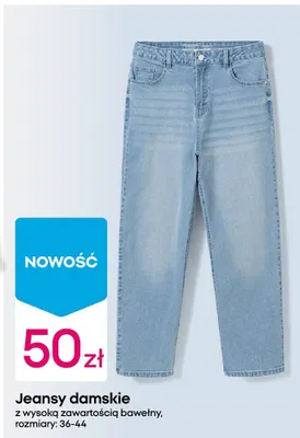 Jeansy damskie z wysoką zawartością bawełny promocja w Pepco