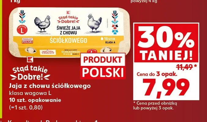Jajka kurze z chowu ściółkowego wagowa L Stąd Takie Dobre! promocja w Kaufland