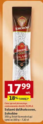 Salami delikatesowe Sokołów Gold promocja w Auchan