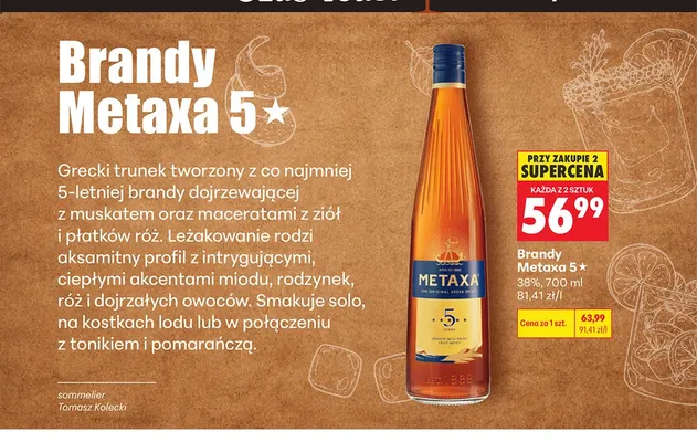 Brandy Metaxa 5★ promocja w Biedronka
