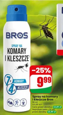 Spray na komary i kleszcze Bros promocja w Dino