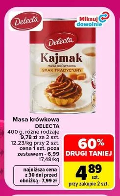 Masa krówkowa Delecta promocja w Carrefour Market
