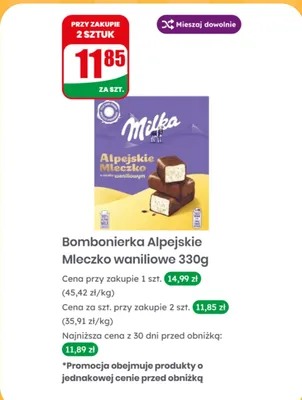Bombonierka Alpejskie Mleczko waniliowe promocja w Dino