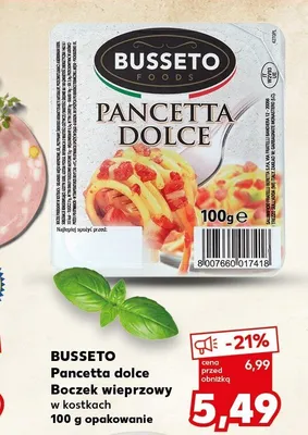 Boczek wieprzowy w kostkach Pancetta dolce Busseto promocja w Kaufland