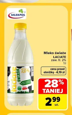 Mleko świeże Łaciate 2% promocja w Carrefour Market