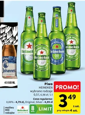 Piwo Heineken wybrane rodzaje promocja w Intermarche