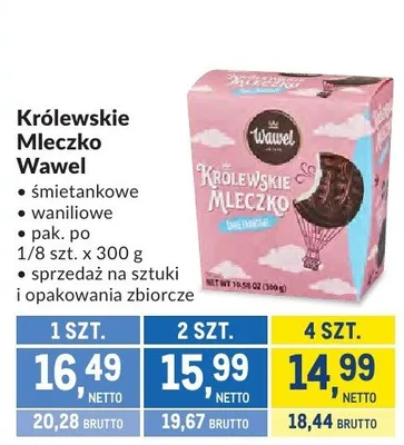 Królewskie Mleczko Wawel waniliowe promocja w Makro