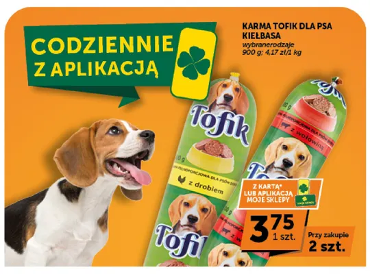 Karma dla psa kiełbasa z drobiem Tofik promocja w Groszek