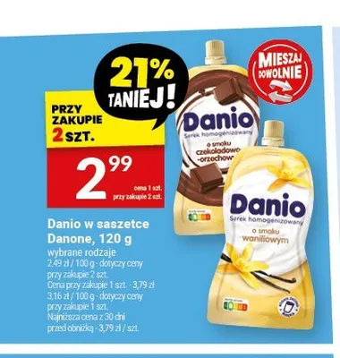 Serek homogenizowany Danio o smaku waniliowym Danone promocja w Twój Market