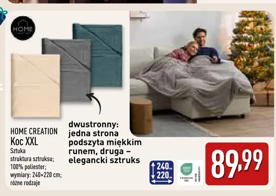 Koc XXL Home Creation 240x220 cm promocja w Aldi
