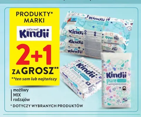 Chusteczki nawilżane dla dzieci Kindii promocja w Intermarche