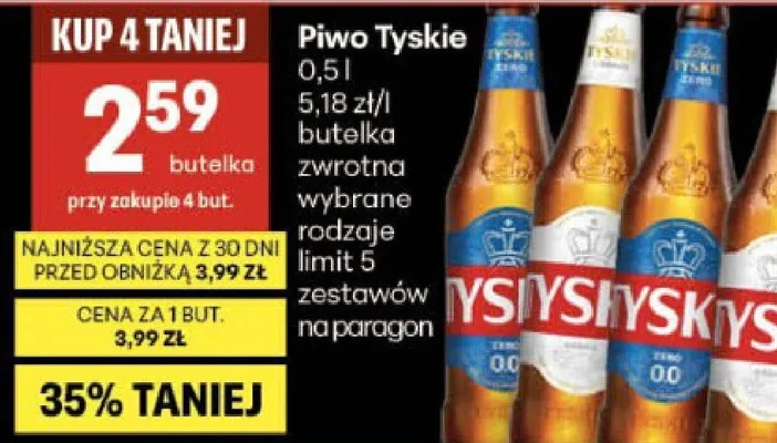Piwo Tyskie promocja w Delikatesy Centrum