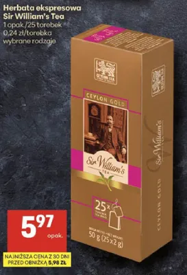 Herbata ekspresowa Sir William's Tea promocja w Delikatesy Centrum