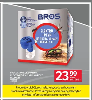 Zestaw urządzenie elektryczne + płyn na muchy i komary Bros promocja w Selgros
