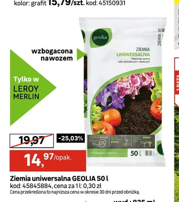 Ziemia uniwersalna Geolia promocja w Leroy Merlin