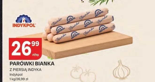 Parówki Bianka z piersią indyka Indykpol promocja w Chorten