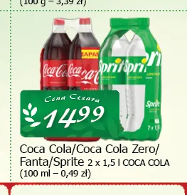 Napój gazowany Coca-Cola Zero 2-pak promocja w CEZAR Delikatesy