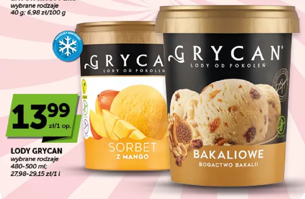 Lody Grycan bakaliowe promocja w Groszek