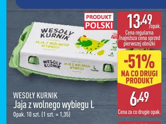 Jajka kurze z wolnego wybiegu L Wesoły Kurnik promocja w Aldi