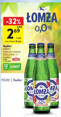 Piwo bezalkoholowe Łomża Radler Cytryna & Limonka promocja w Intermarche