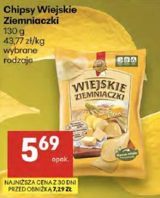 Chipsy Wiejskie Ziemniaczki wybrane rodzaje promocja w Delikatesy Centrum
