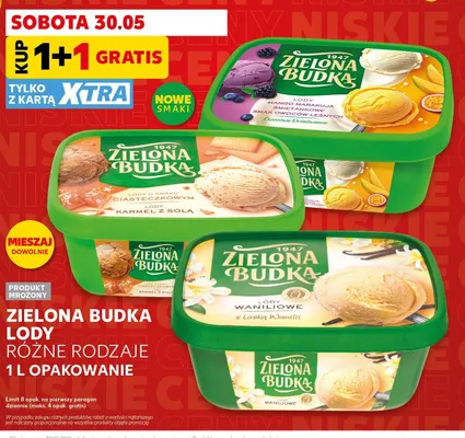 Lody o smaku ciasteczkowym karmel z solą Zielona Budka promocja w Kaufland