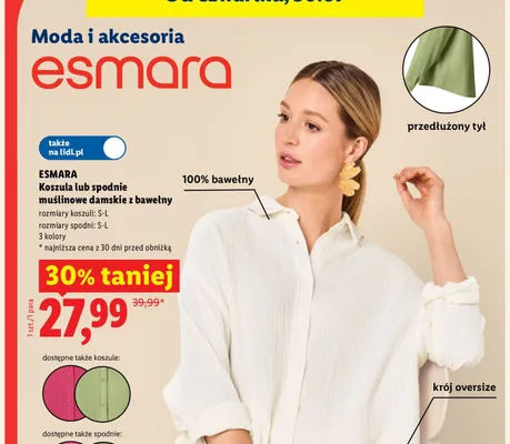 Koszula damska bawełniana Esmara promocja w Lidl