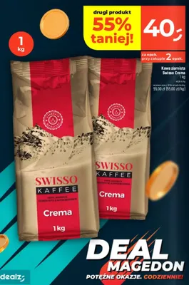 Kawa ziarnista Crema promocja w Dealz