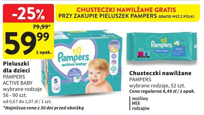 Pieluszki dla dzieci Active Baby promocja w Intermarche