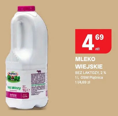 Mleko wiejskie bez laktozy, 2% promocja w Chorten