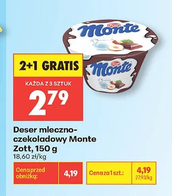 Deser mleczno-czekoladowy Monte Zott promocja w Biedronka