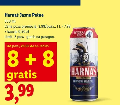 Piwo Harnaś Jasne Pełne promocja w Lidl