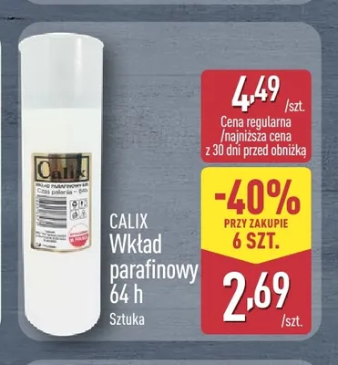 Wkład parafinowy Calix 64h promocja w Aldi