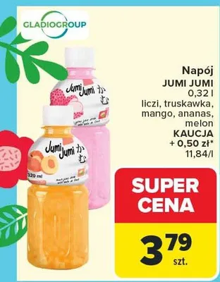 Napój Jumi Jumi liczi, truskawka, mango, ananas, melon promocja w Carrefour Market