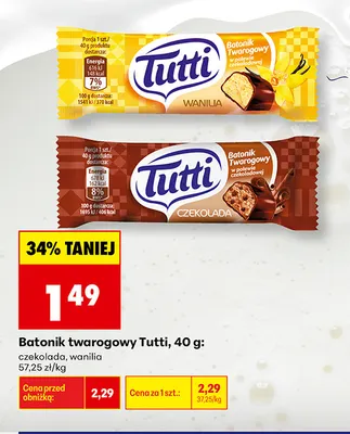 Batonik twarogowy Tutti wanilia promocja w Biedronka