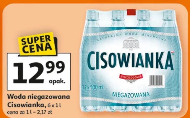 Woda niegazowana Cisowianka 6 x 1 l promocja w Auchan