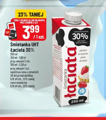 Śmietanka 36 % Łaciata promocja w POLOmarket