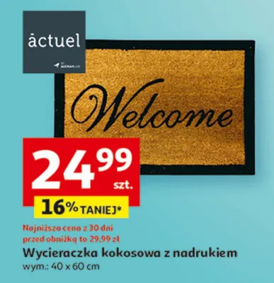 Wycieraczka kokosowa z nadrukiem wym.: 40 x 60 cm promocja w Auchan