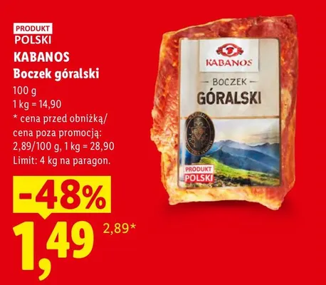 Boczek góralski Kabanos promocja w Lidl