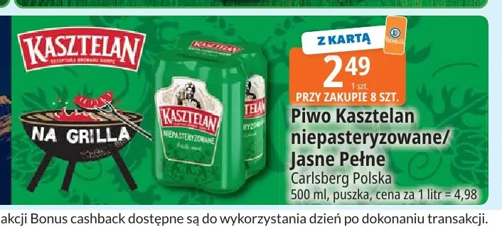 Piwo Kasztelan niepasteryzowane promocja w Leclerc