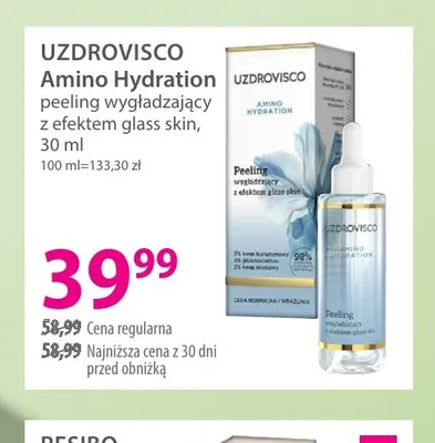 Peeling wygładzający z efektem glass skin Amino Hydration Uzdrovisco promocja w Hebe