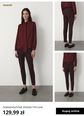 Ciemnofioletowe spodnie typu slim Greenpoint promocja w Greenpoint