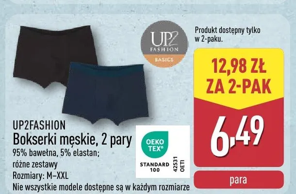 Bokserki męskie UP2FASHION 2-pak promocja w Aldi