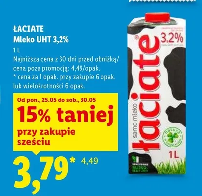 Mleko UHT 3,2% Łaciate promocja w Lidl
