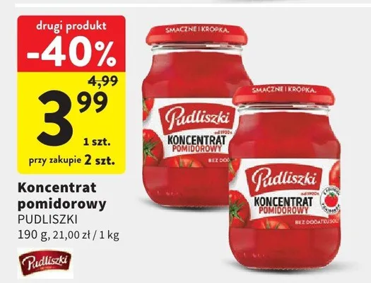 Koncentrat pomidorowy Pudliszki promocja w Intermarche