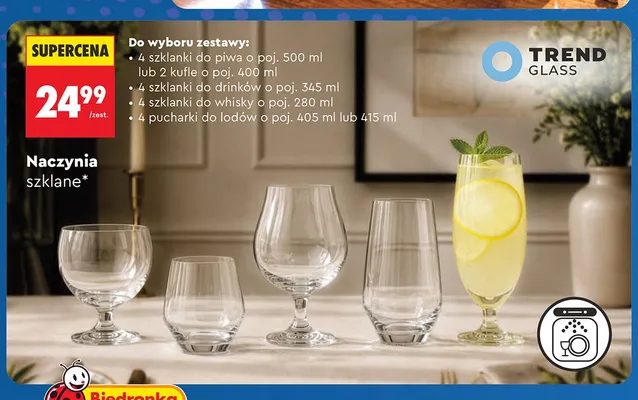 Szklanki do whisky Trend Glass 4-pak promocja w Biedronka