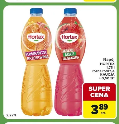 Napój Hortex pomarańcza brzoskwinia promocja w Carrefour Express